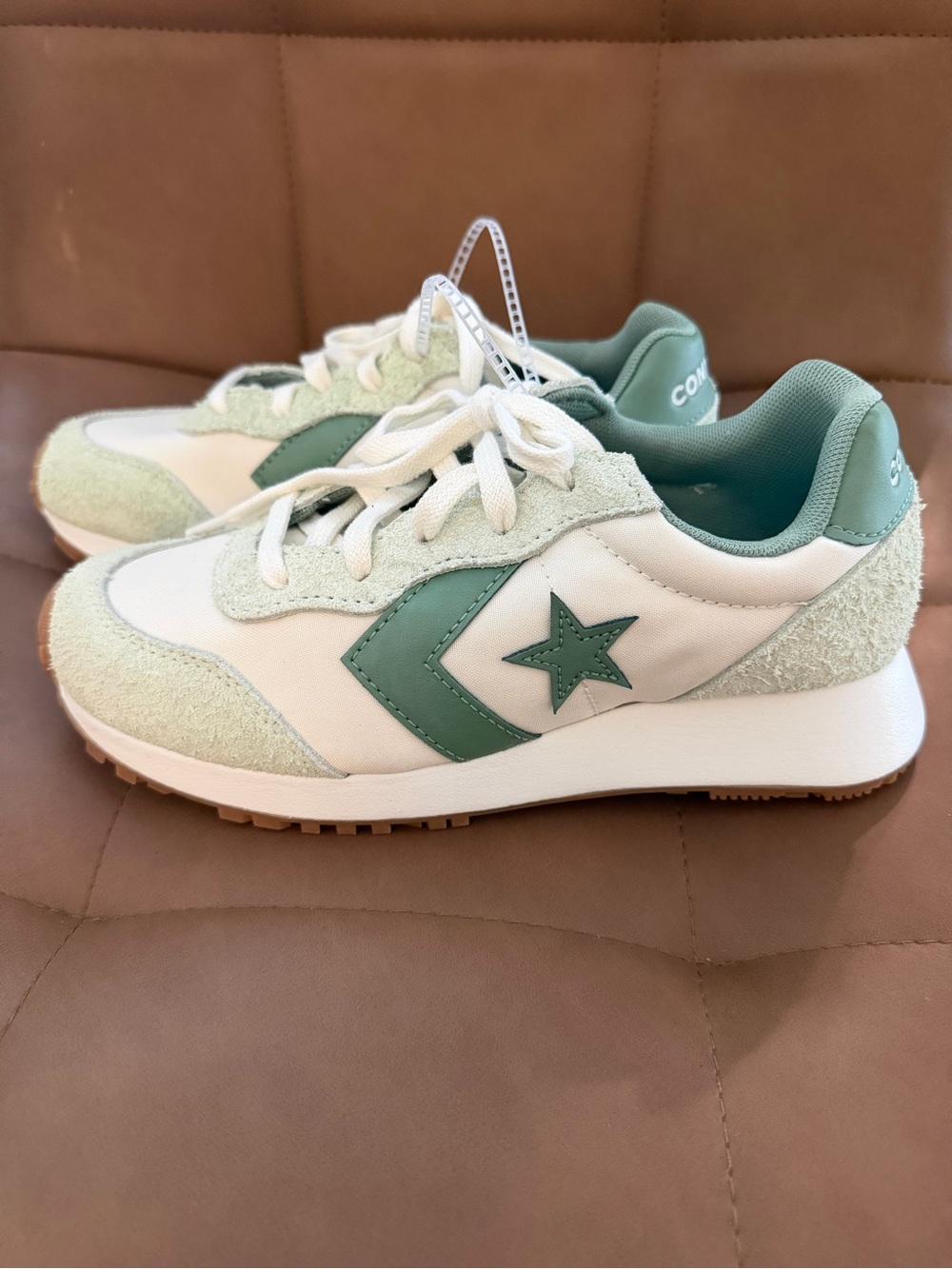 Converse Kids Mint Green and White Retro Runner Sneakers